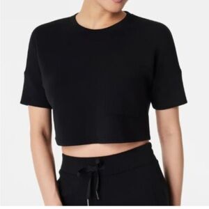 SPANX AirEssentials Boxy Black Short Sleeve Cropped Tee